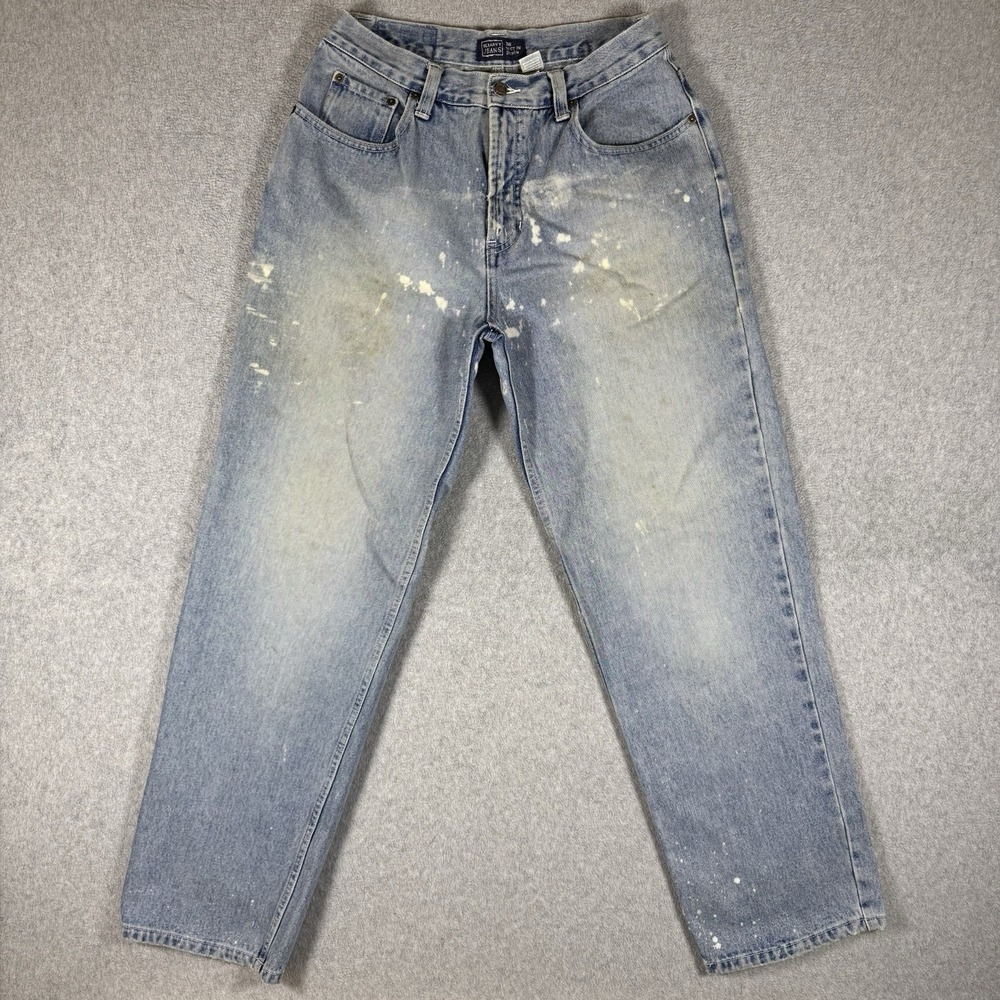 Vintage Y2K Old Navy Jeans Men's 32 Blue Acid Wash Paint Splatter Denim Cotton